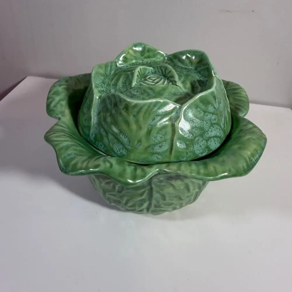 Vintage Cabbage Head Holland Mold Lettuce Bowl Pottery Small Cottagecore 7x5
